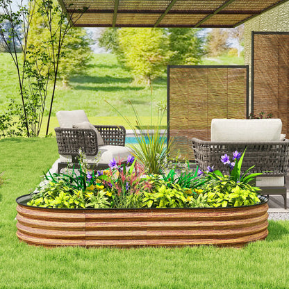 6' x 3' x 1' Lit de jardin surélevé en métal galvanisé, Bac à plantes extérieur marron, Marron