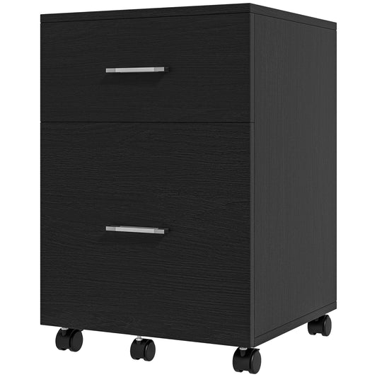 Mobile Filing Cabinet, Vertical File Cabinet with 2 Drawers, Wheels, for Letter or A4 File, Black at Gallery Canada