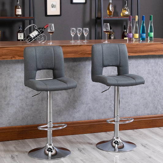 Modern Bar stool Armless Adjustable Height with Swivel Seat, Set of 2, Grey - Gallery Canada