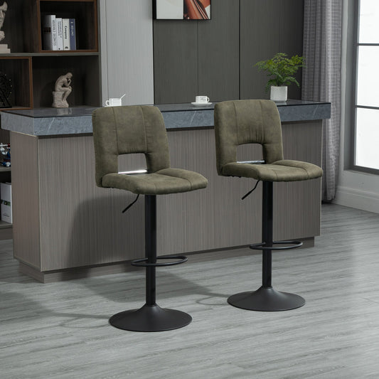 Modern Bar stools, Counter Height Kitchen Stools Armless Adjustable Height with 360 Degree Swivel Seat, Set of 2, Dark Olive - Gallery Canada