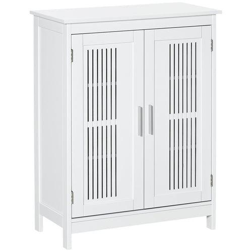 Modern Bathroom Floor Cabinet, Free Standing Linen Cabinet, Storage Cupboard with 3 Tier Shelves, White