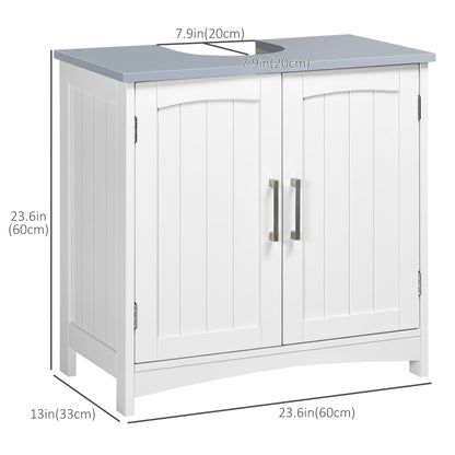 Modern Bathroom Sink Cabinet, Pedestal Sink Storage Cabinet with Double Doors and Adjustable Shelf, White at Gallery Canada