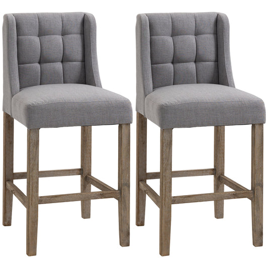 Modern Counter Bar Stools Tufted Upholstered Counter Chairs Set of 2 for Kitchen, Grey - Gallery Canada