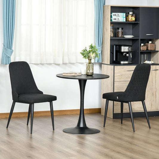 Modern Dining Chair Set of 2, Fabric Upholstered Side Chairs for Kitchen Living Room with Metal Legs, Black - Gallery Canada