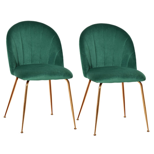 Modern Dining Chairs Set of 2, Upholstered Kitchen Chairs, Accent Chair with Gold Metal Legs for Kitchen, Dining Room, Green - Gallery Canada
