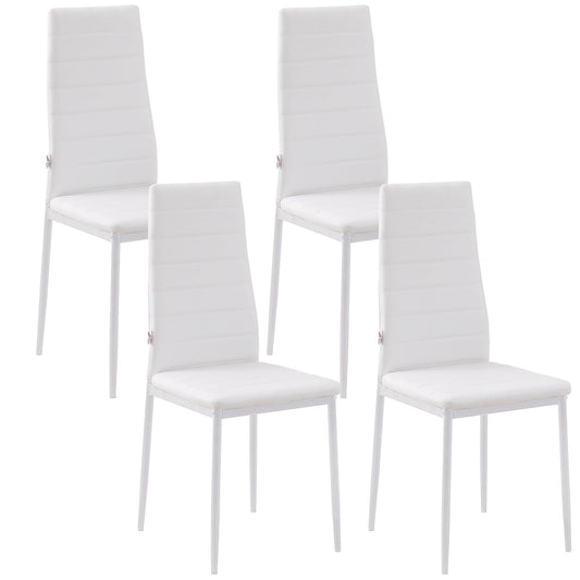 Modern Dining Chairs, Set of 4, High Back PU leather Upholstery and Metal Legs for the Living Room, Kitchen, Home Office, White - Gallery Canada