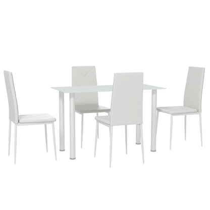 Modern Dining Table Set for 4, Space-Saving 5 Pieces Kitchen Table Set with Rectangle Table and Steel Frame, White at Gallery Canada