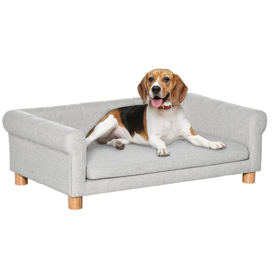 Modern Pet Sofa Cat or Medium Large Dog Bed W/ Removable Seat Cushion, Light Grey - Gallery Canada
