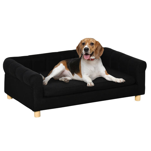 Modern Pet Sofa Cat or Medium Large Dog Couch W/ Removable Seat Cushion, Black - Gallery Canada