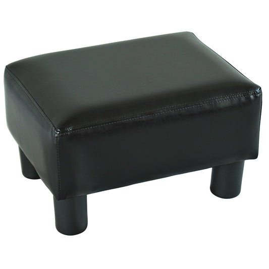 Modern Small Faux Leather Ottoman Footrest Sofa Side Stool Rectangle (Black) - Gallery Canada