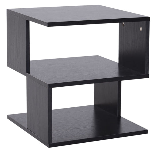 Modern Square 3 Tier Wood Coffee Side Table Storage Shelf Rack End Table Home Office Living Room Small Desk Black - Gallery Canada