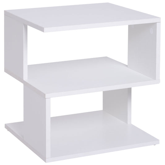 Modern Square 3 Tier Wood Coffee Side Table Storage Shelf Rack End Table Home Office Living Room Small Desk White - Gallery Canada