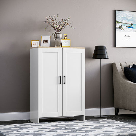 Modern Storage Cabinet with Doors and Adjustable Shelf for Kitchen, Living room, 23.6" x 11.8" x 35.4", White - Gallery Canada