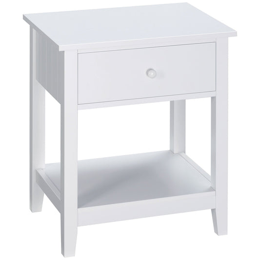 Modern Style Nightstand, Small End Table with Drawer and Storage Shelf for Bedroom, Living Room, White - Gallery Canada