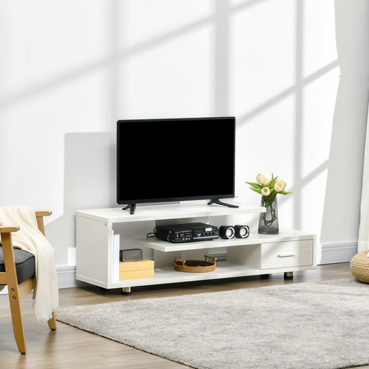 Modern TV Stand for TVs up to 45", TV Cabinet with Storage Shelf and Drawer, Entertainment Center for Living Room Bedroom, White Wood Grain - Gallery Canada