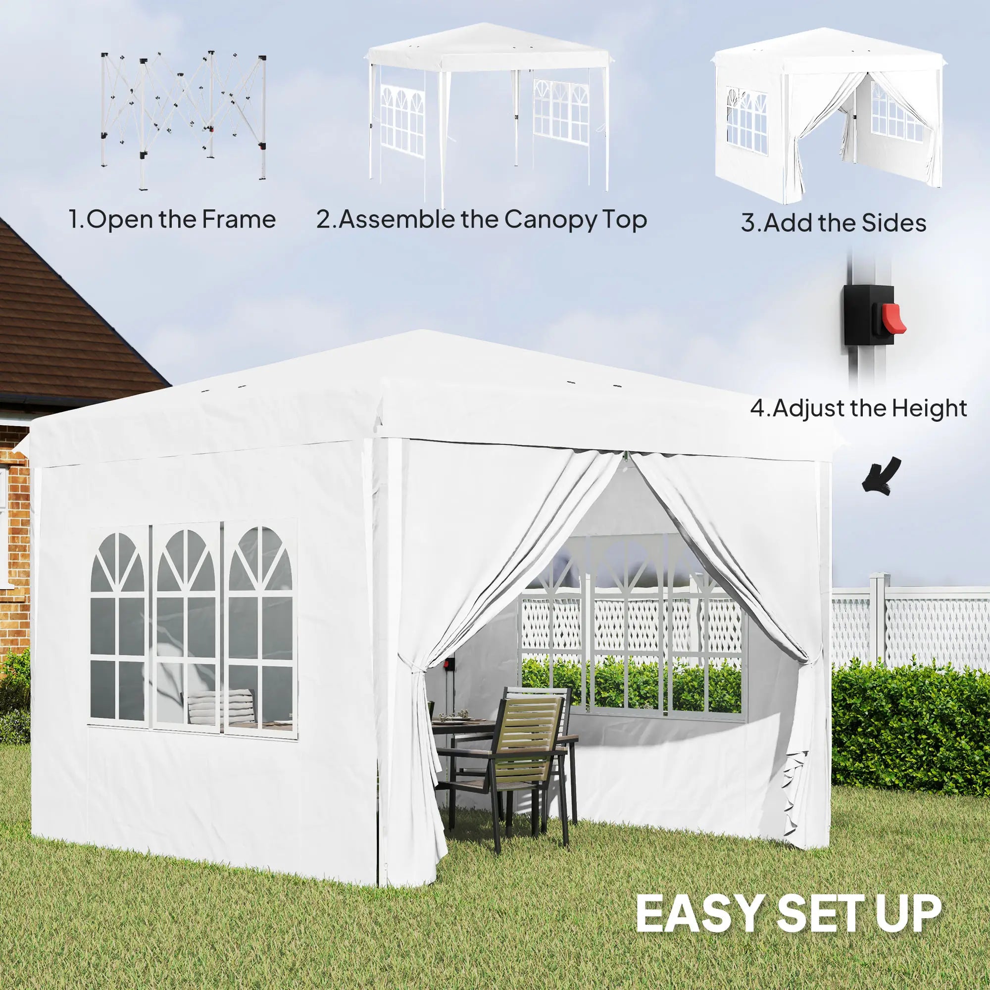 10' x 10' Pop-Up Canopy Tent, Height-Adjustable, Carry Bag Included, White Pop Up Canopies at Gallery Canada