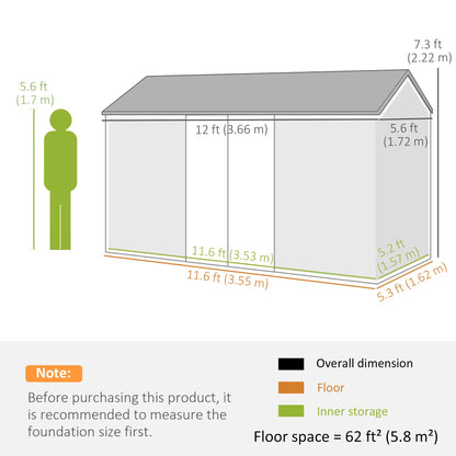 12' x 5.5' Metal Garden Storage Shed, Lockable Door, Light Grey Sheds at Gallery Canada