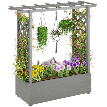 Wooden Raised Garden Bed with Trellis, Outdoor Planter Box, Drainage Holes Raised Garden Beds at Gallery Canada