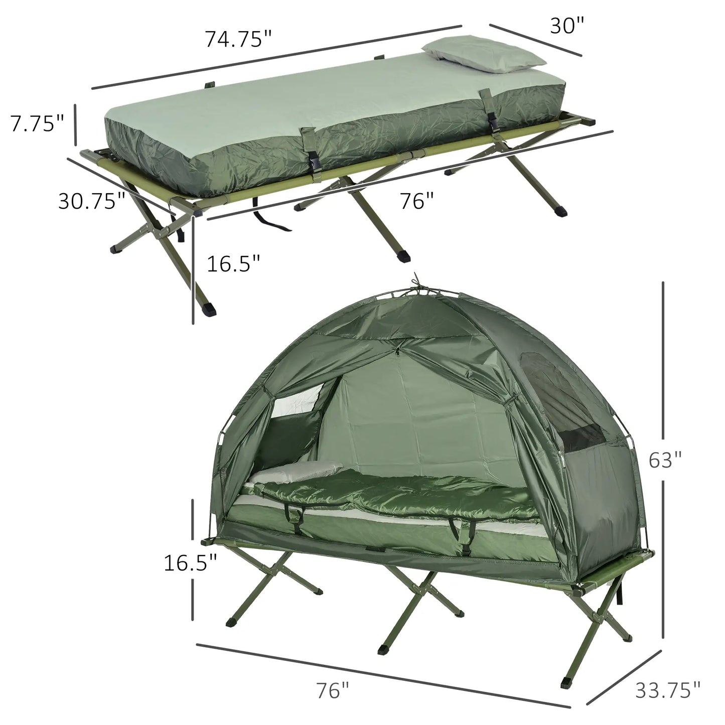 Portable Hiking Tent Camping Bed Cot Combo with Sleep Bag Mattress Camping Tents at Gallery Canada