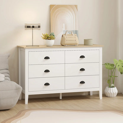6 Drawer Dresser with Quiet Slides, Modern for Bedroom, White Storage Cabinets at Gallery Canada