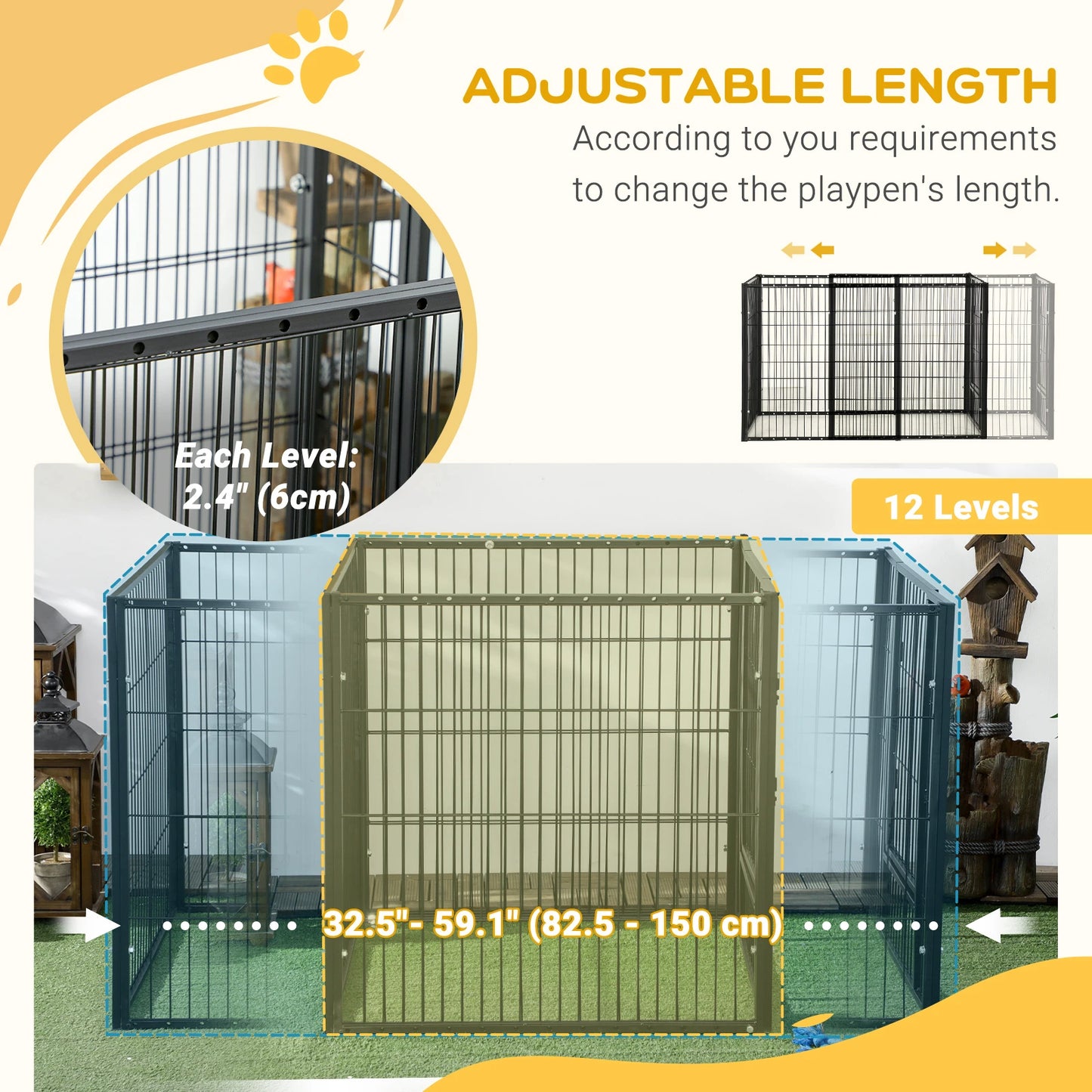 32.5" - 59" x 32" 6 Panel Dog Playpen, Heavy Duty, Indoor Outdoor Houses, Kennels & Pens at Gallery Canada