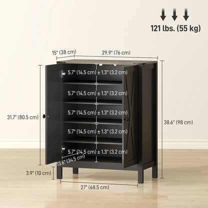 Shoe Cabinet With Barn Doors, Adjustable Shelves, 15 Pairs, Black Shoe Storage Cabinets & Racks at Gallery Canada