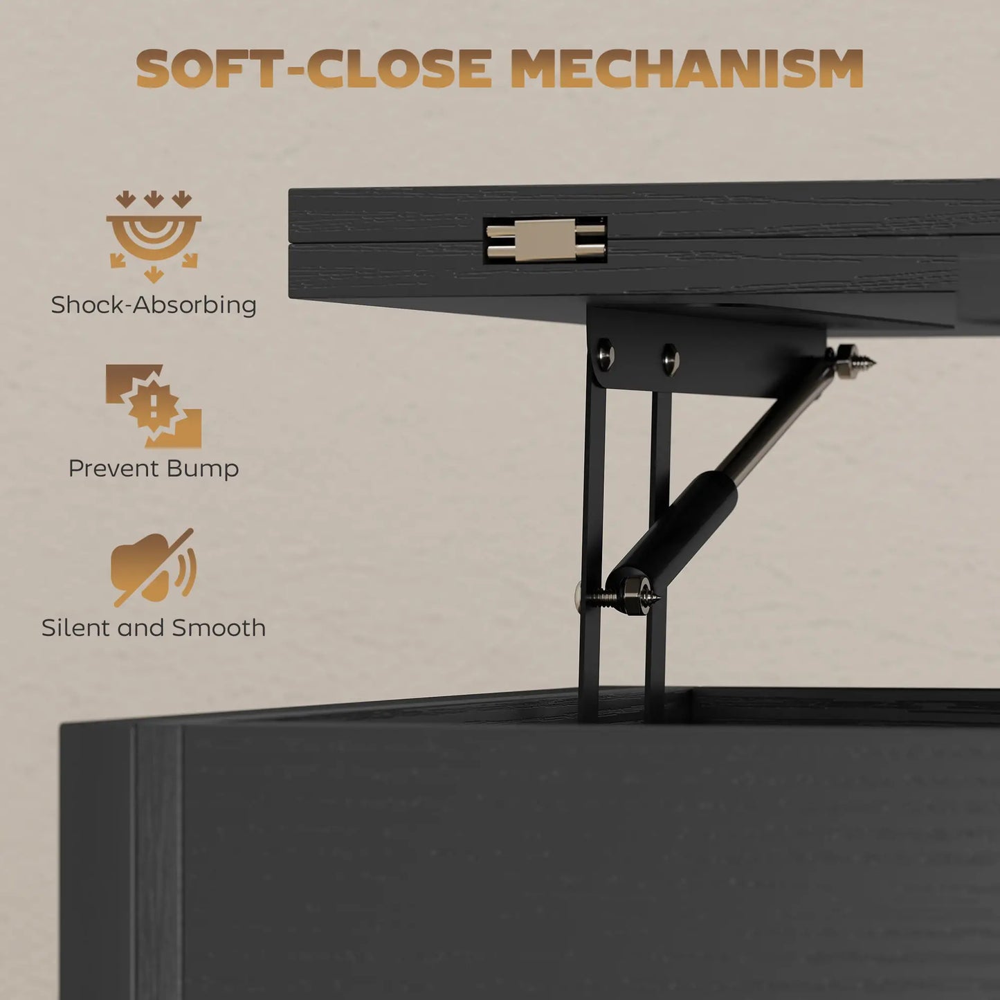 Modern Lift Top Coffee Table, Fabric Drawers, Hidden Storage, Distressed Black Coffee Tables at Gallery Canada