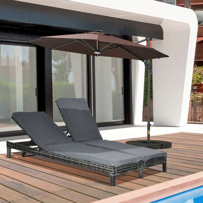 Wicker Double Chaise Lounge, Outdoor Recliner, Rattan Sunbed, Adjustable Backrest, Black, Grey Chaise Loungers at Gallery Canada