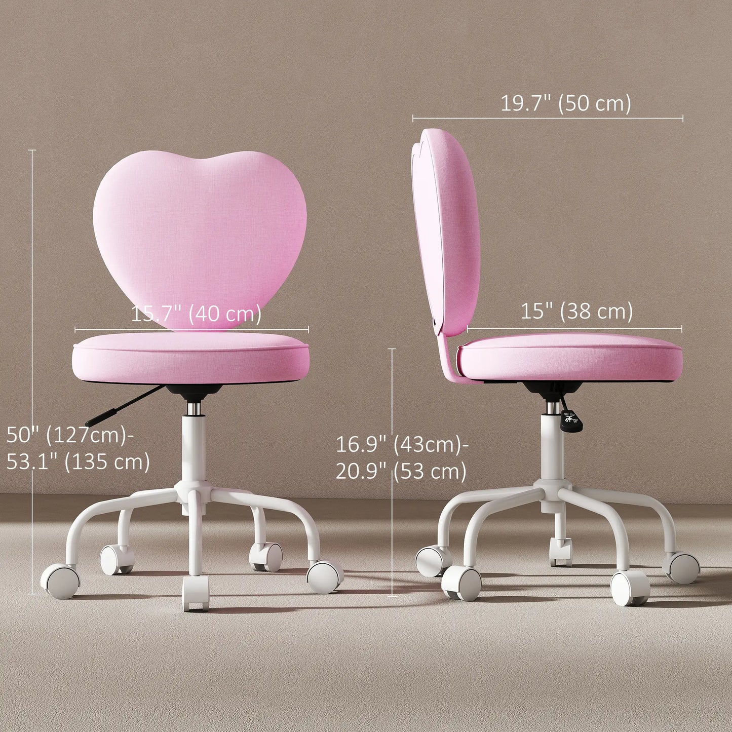 Heart Love Shaped Office Chair, Adjustable Height, Pink Task Chairs at Gallery Canada