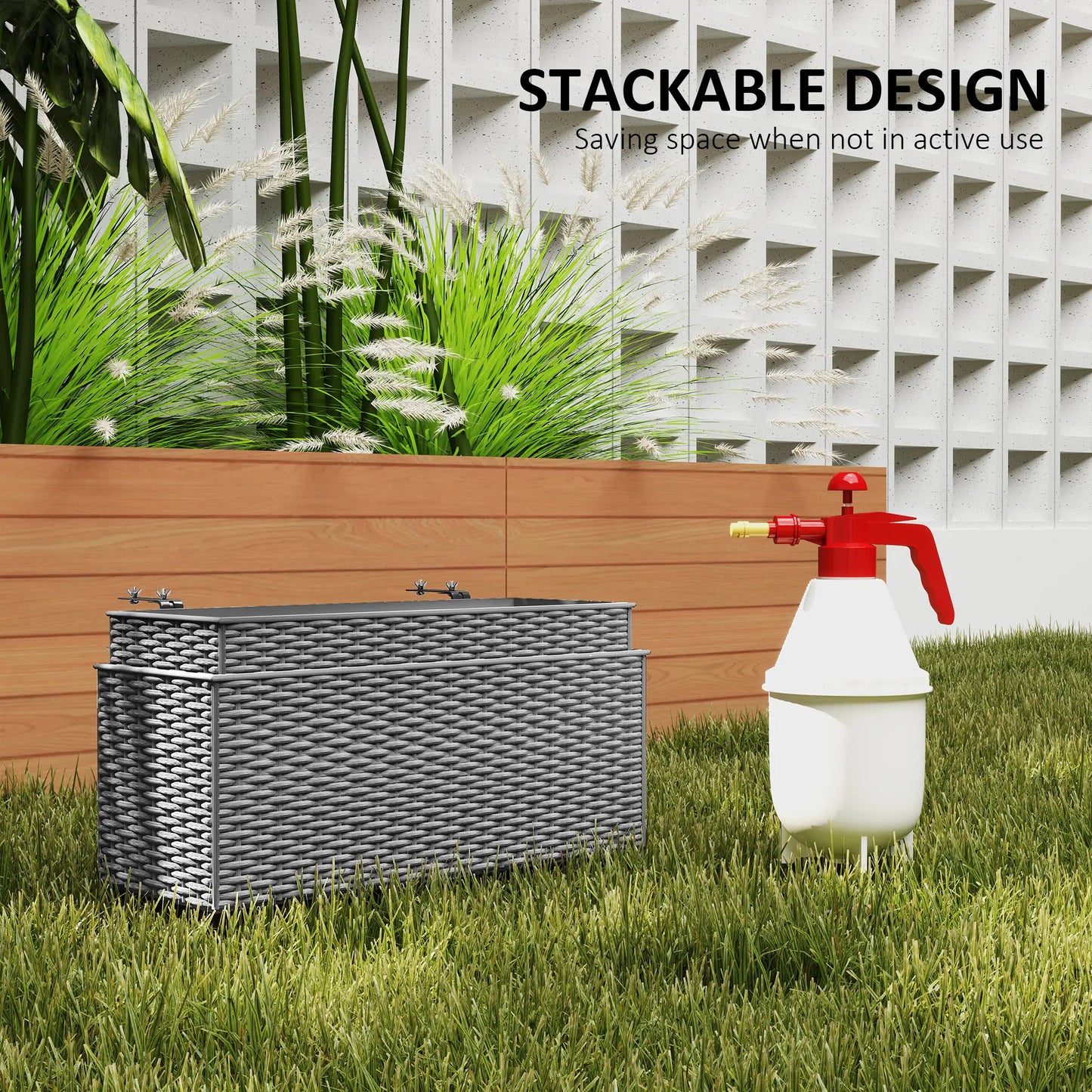 2 Pack 20 Inch Hanging Flower Pots, Railing Planter Box, Grey Planter Set at Gallery Canada