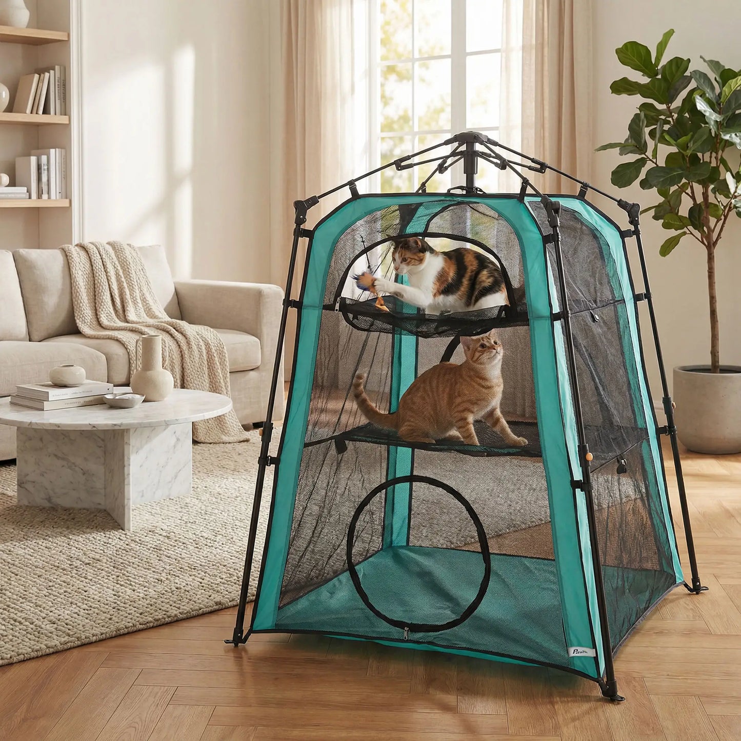 Cat Tent, 3-Tier Portable Pet Tent, Multi-Door, Carry Bag, Breathable Mesh Cat Houses at Gallery Canada