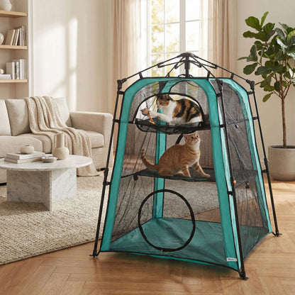 Cat Tent, 3-Tier Portable Pet Tent, Multi-Door, Carry Bag, Breathable Mesh Cat Houses at Gallery Canada