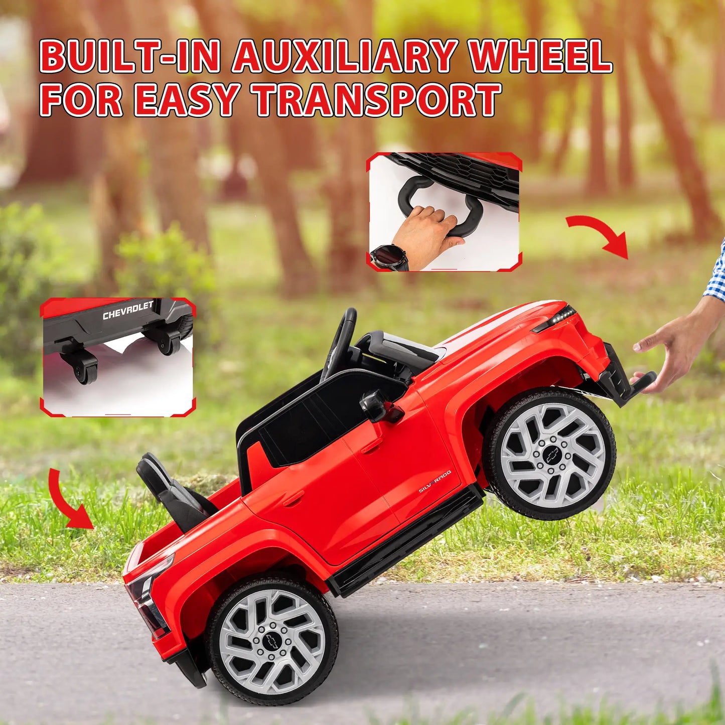 12V Chevrolet Silverado EV RST Licensed Kids Car, Remote Control, Red Electric Toy Cars at Gallery Canada