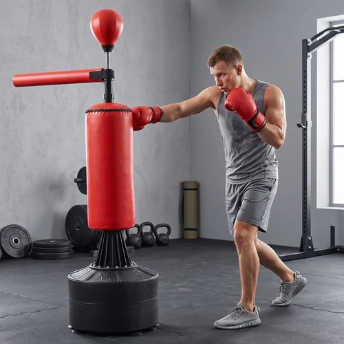 Freestanding Boxing Punch Bag Stand, 360° Rotating Arm, Speed Ball, Adjustable Height