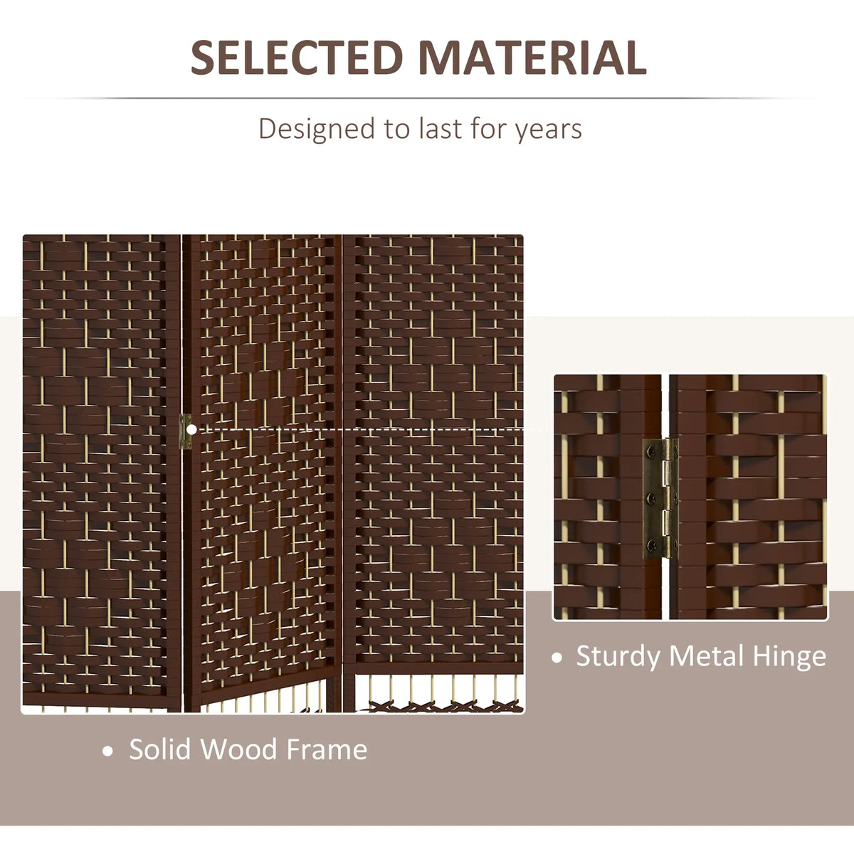 6 Panel Folding Room Divider, Portable Privacy Screen, Brown Room Dividers at Gallery Canada