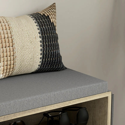 Upholstered Shoe Storage Bench With Seat, Drawer, Open Shelves, Grey Shoe Storage Cabinets & Racks at Gallery Canada