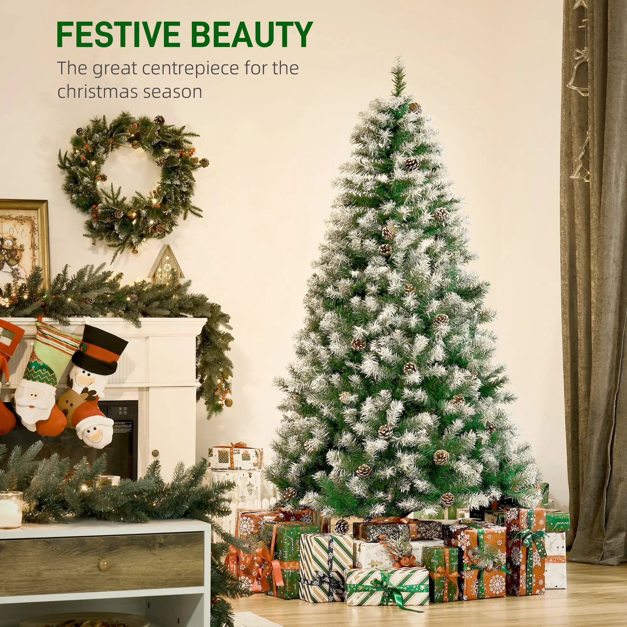 6ft Artificial Christmas Tree, Unlit Full, 800 Branches, 61 Pine Cones, Fir Artificial Christmas Trees at Gallery Canada