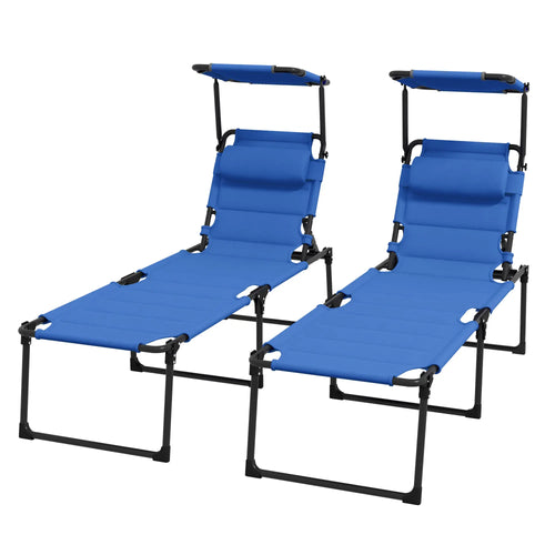 Folding Chaise Lounge, Adjustable Sunroof, Quick Dry Padded, Outdoor, Blue