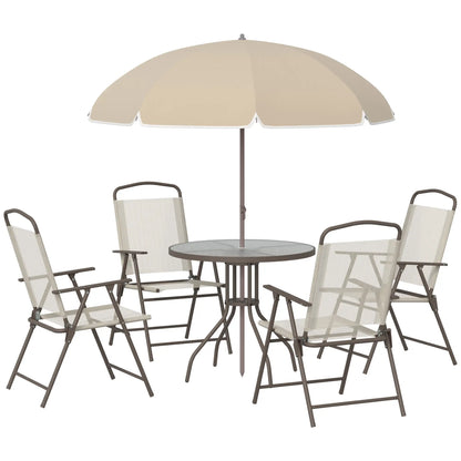 6-Piece Outdoor Dining Set, Round Table, 4 Folding Chairs, Cream Outdoor Dining Sets Cream at Gallery Canada