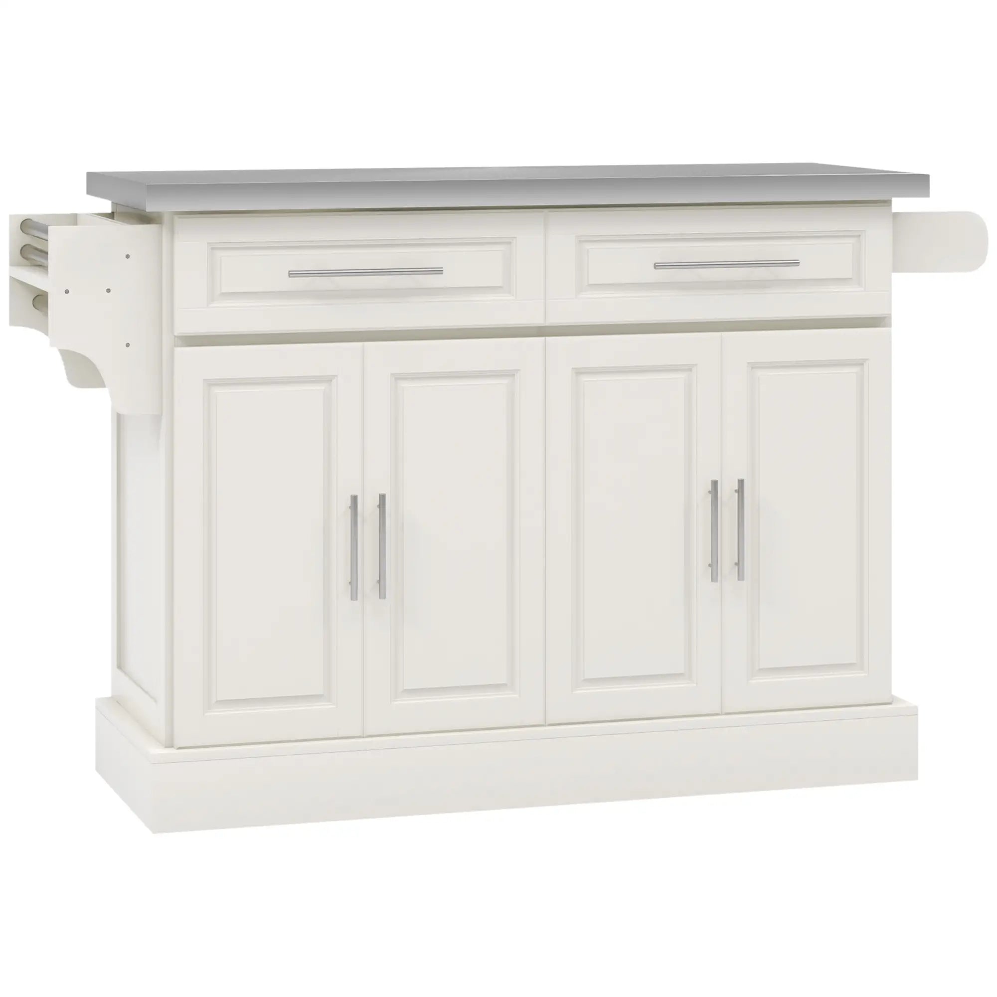 Rolling Kitchen Island with Storage, Stainless Steel Top, Drawers, Cream Kitchen Islands & Kitchen Carts Cream at Gallery Canada
