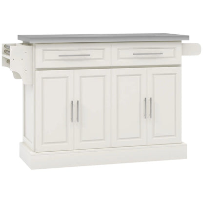 Rolling Kitchen Island with Storage, Stainless Steel Top, Drawers, Cream Kitchen Islands & Kitchen Carts Cream at Gallery Canada