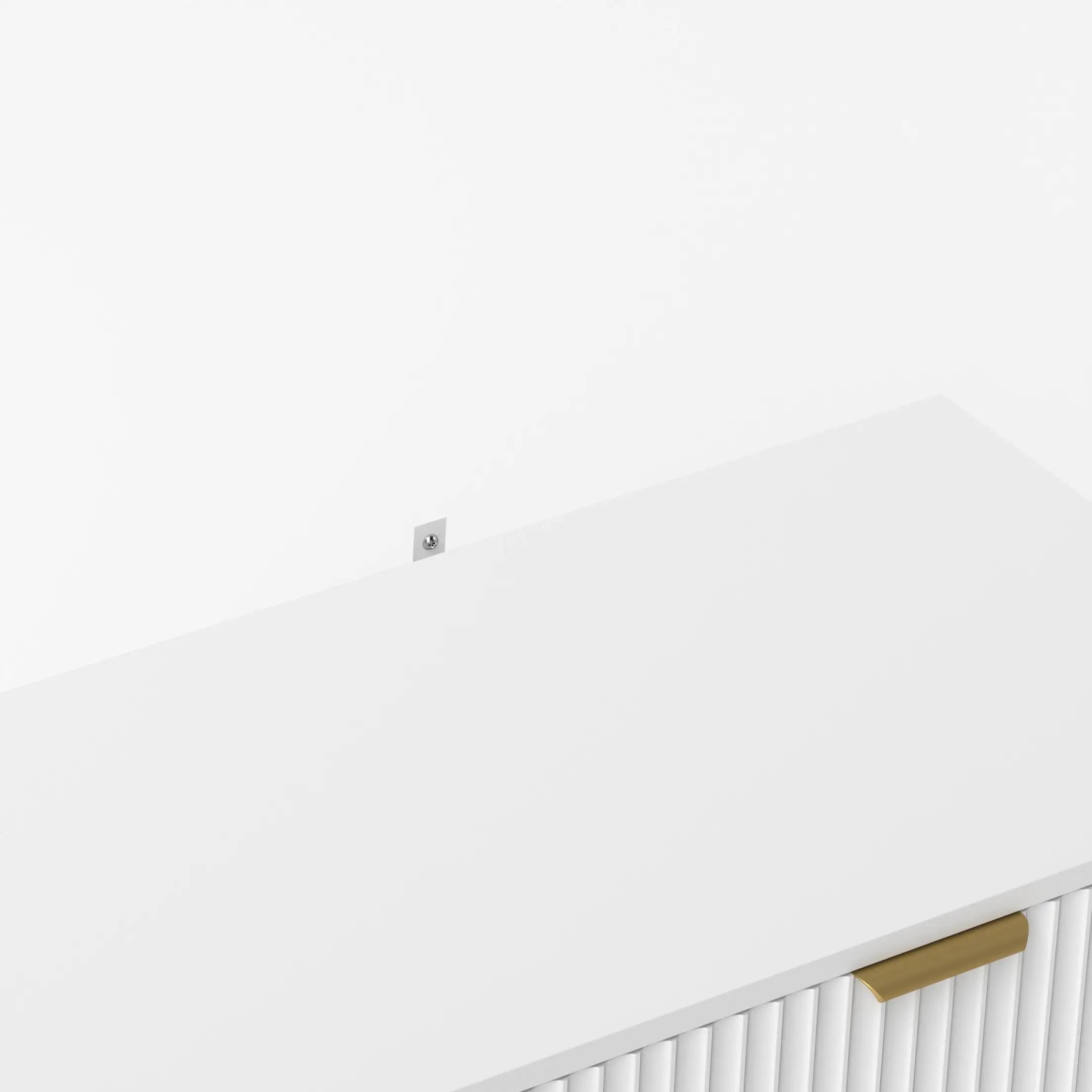 Modern 6 Drawer Dresser, Gold Legs and Handles, White Storage Cabinets at Gallery Canada