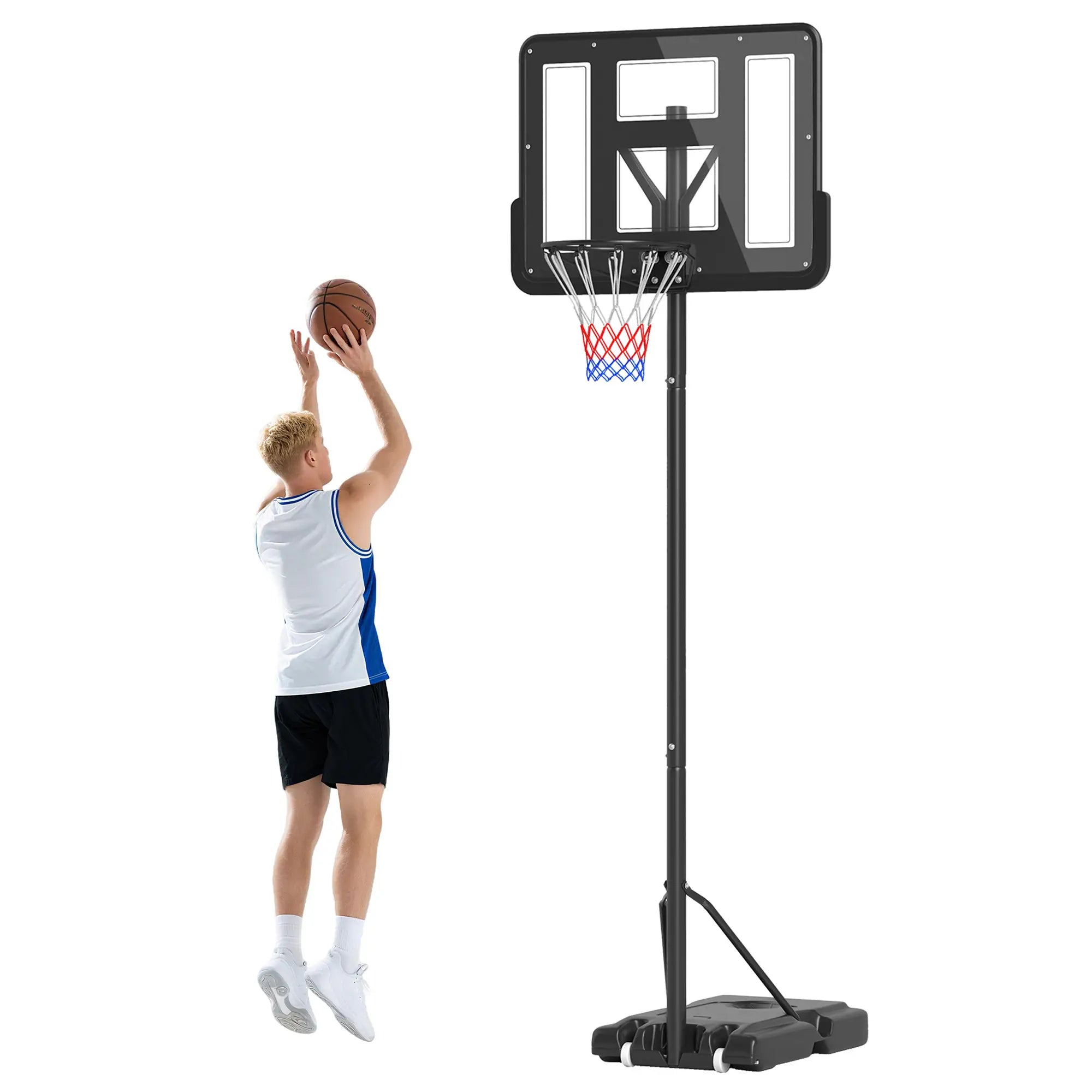 Portable Basketball Hoop, 4.6-10ft with Wheels, 43