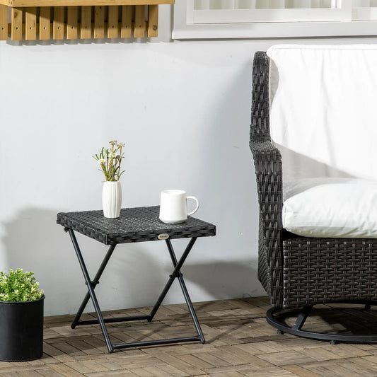 Outdoor PE Rattan Coffee Table, 15.75"x15.75"x15.75", Black Patio Side Tables Black at Gallery Canada