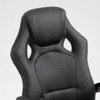 Chaise de jeu de course, Roues pivotantes, Appuie-tête rembourré, Fonction d'inclinaison, Gris