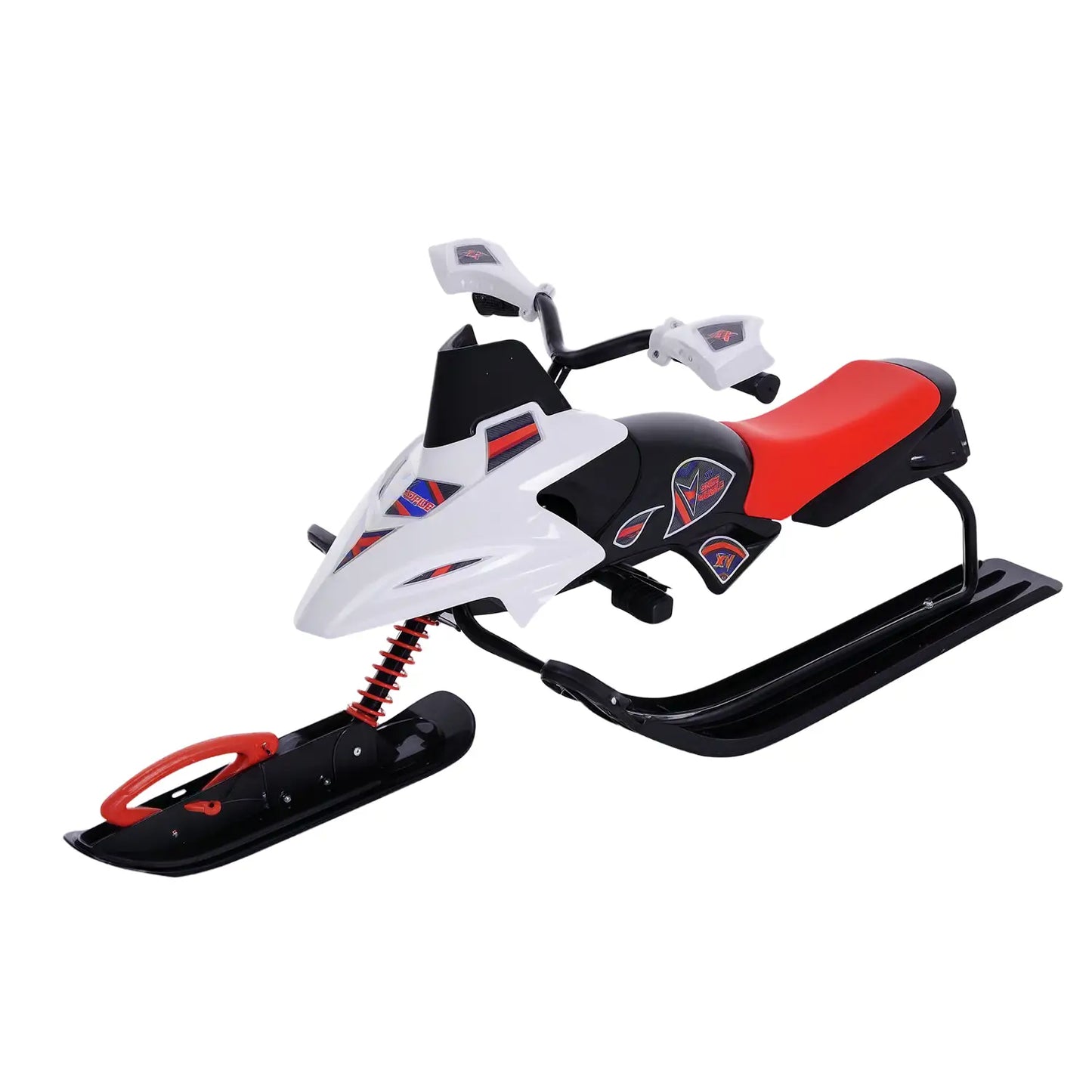 Kids Snow Racer Sled, Padded Rubber Seat, Wind Shield Handle, Anti-Slip Pedal Snow Scooters Red, White, Black at Gallery Canada