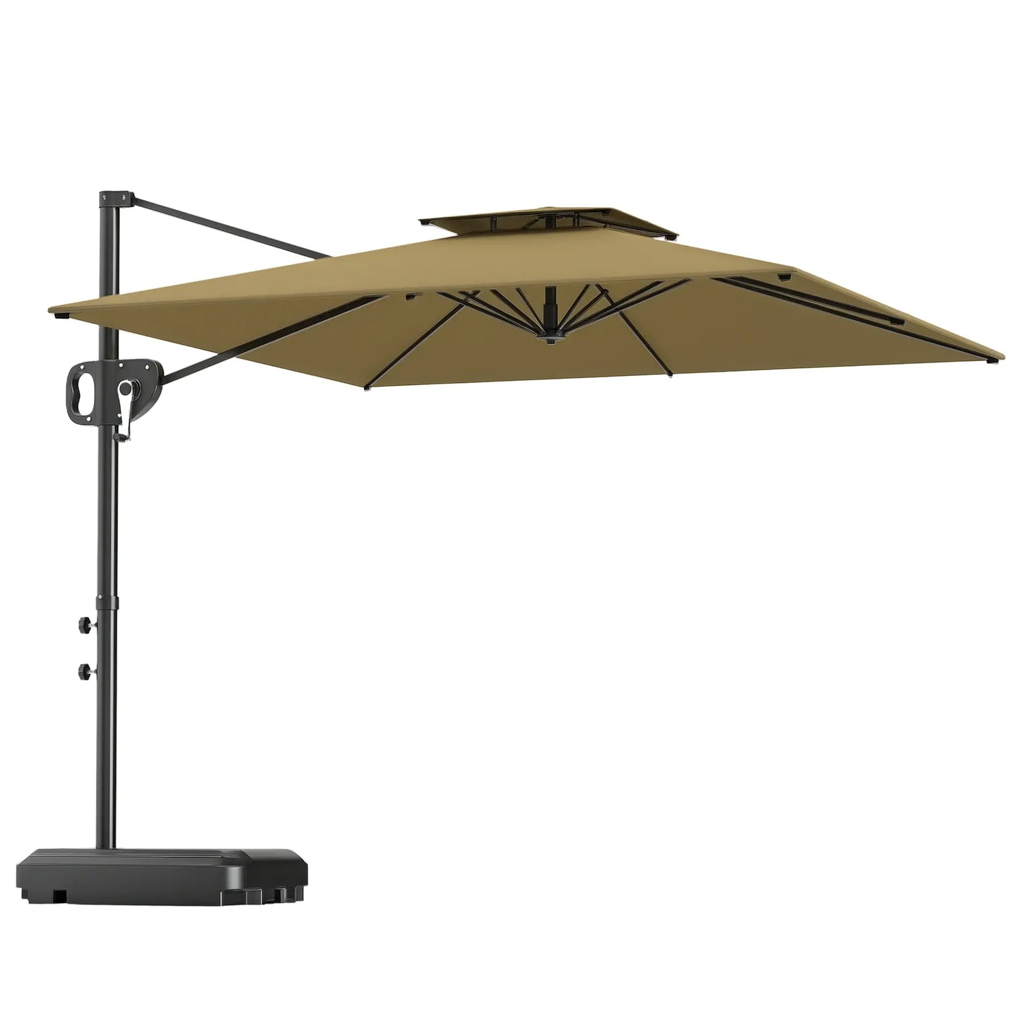 Square Cantilever Patio Umbrella, Double Top, 8' x 9', Khaki Offset Cantilever Umbrellas at Gallery Canada