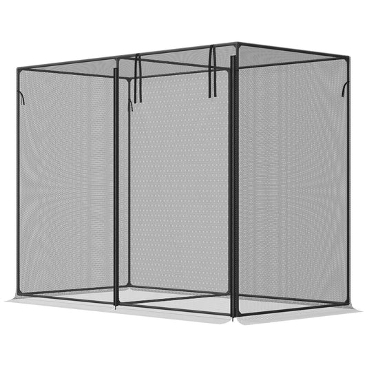 6.5 x 3.3ft Crop Cage, Plant Protector, Zippered Door, Black Walk In Greenhouses Black at Gallery Canada