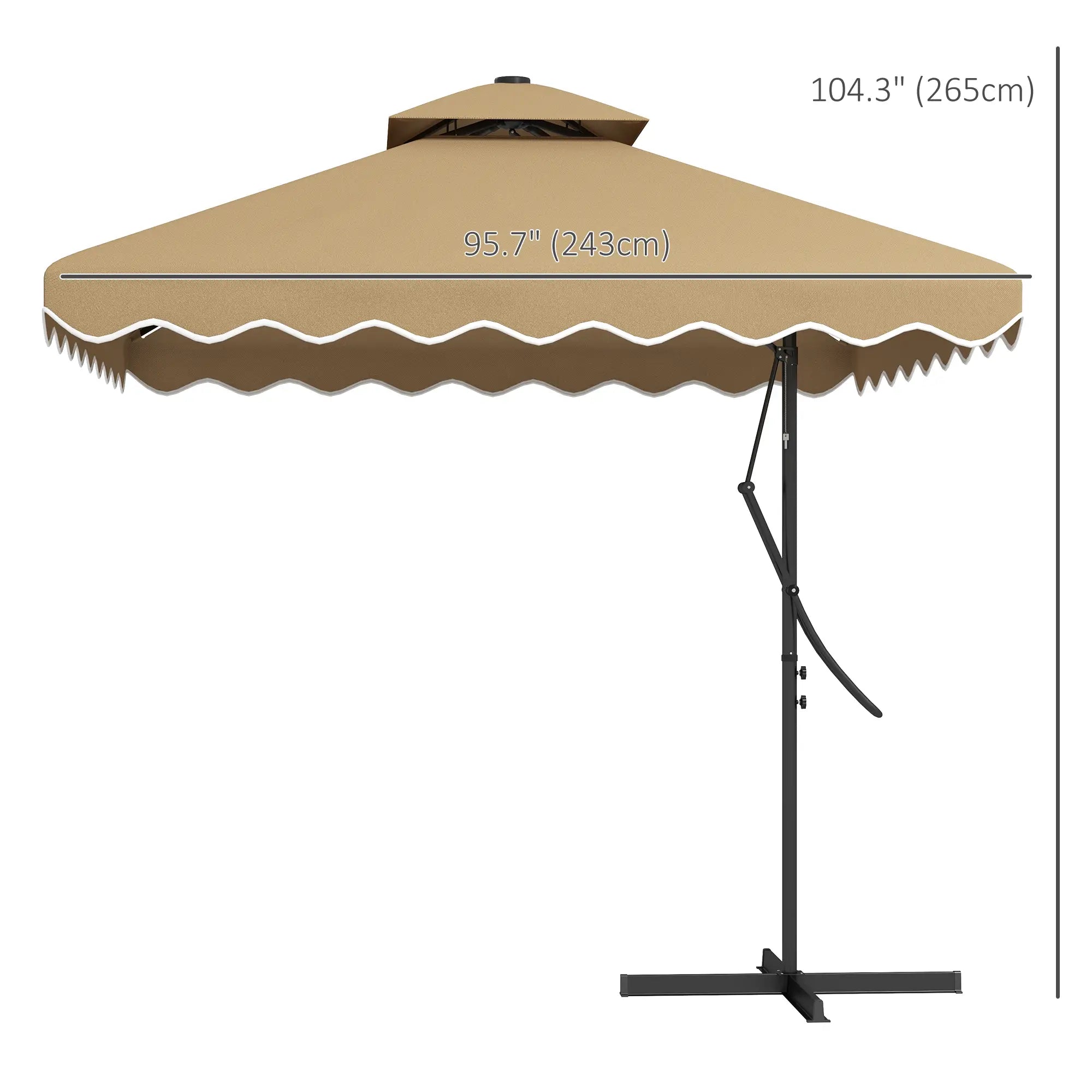8' x 8' Square Patio Umbrella, Solar LED Lights, Khaki Cantilever Umbrellas at Gallery Canada