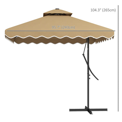 8' x 8' Square Patio Umbrella, Solar LED Lights, Khaki Cantilever Umbrellas at Gallery Canada